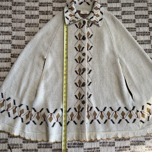 VTG 70's JC Penney Sweater Poncho Cape Women's Dutch Fall One Size Boho Academia - Picture 8 of 13